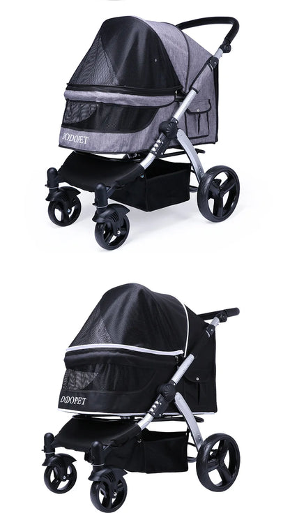 Foldable Large Four-Wheeled Pet Stroller Medium Size for Dogs Samo Golden Retriever Outing Dog Cart Comfortable Go out Stroller