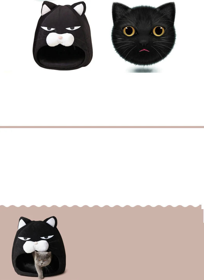 Warm Black Cat Shape House/Bed For Cats Bed Cushion Sleeping Bag Puppy bed Mat Cat Accessories Pet dog Bed Kennel Cama Gato