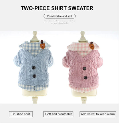 Dog Winter Clothes Button Sweater Soft Warm Puppy Pet Dog Cat Teddy Chihuahua Pug  Autumn Winter Clothing Wool Shirt Sweater