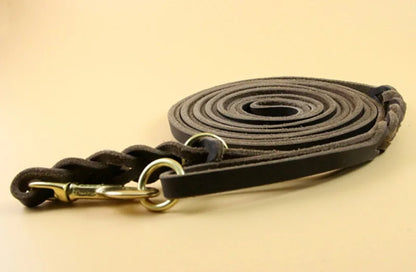 Long Dog Leash Braided Real Leather Large Dog Lead Recall Training Tracking Obedience big Dog Leashes Mountain Climbing Rope