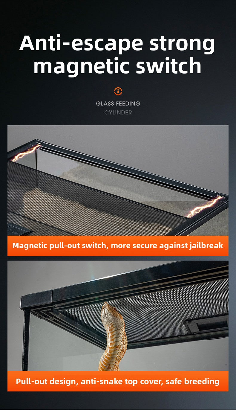 Professional glass reptile terrarium for chameleon,lizard,and snake,suitable for horned frog and water turtle,clear ventilation