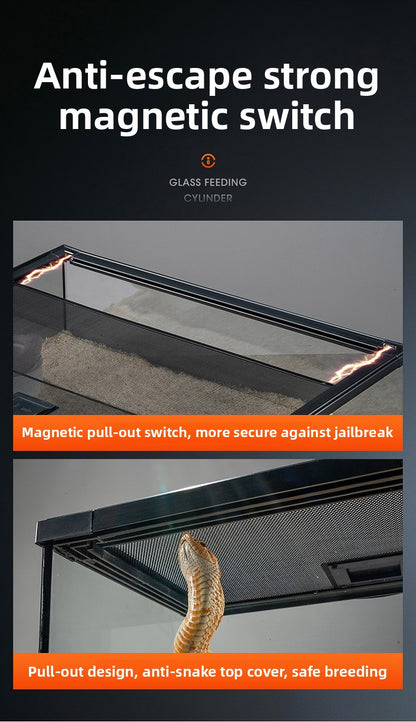Professional glass reptile terrarium for chameleon,lizard,and snake,suitable for horned frog and water turtle,clear ventilation