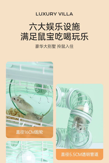 Hamster Cage Luxury Transparent Acrylic Panoramic 3layer Golden Thread Bear Breathable Waterproof Special Cage Accessories