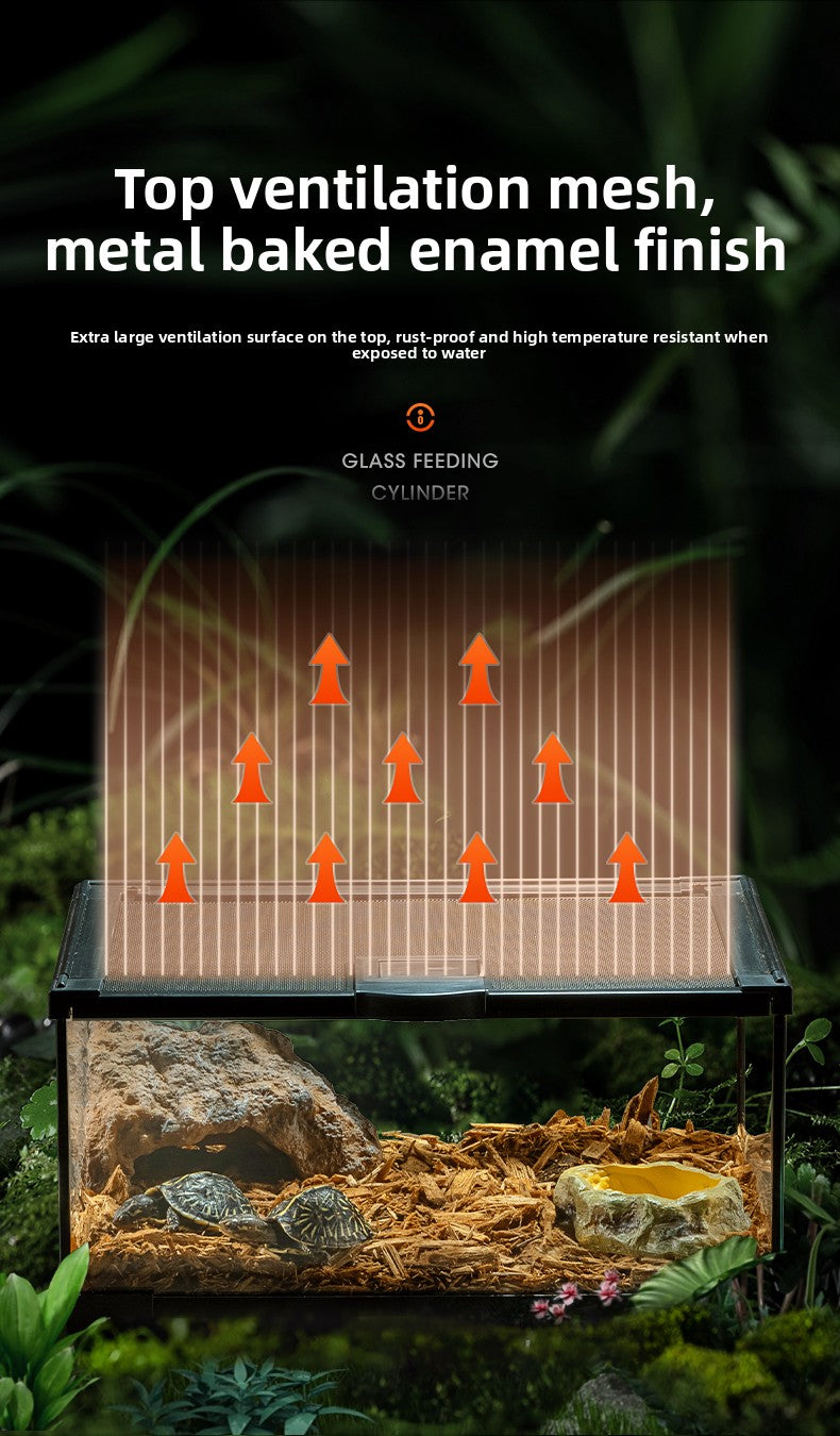 Professional glass reptile terrarium for chameleon,lizard,and snake,suitable for horned frog and water turtle,clear ventilation