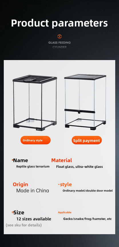 Professional glass reptile terrarium for chameleon,lizard,and snake,suitable for horned frog and water turtle,clear ventilation