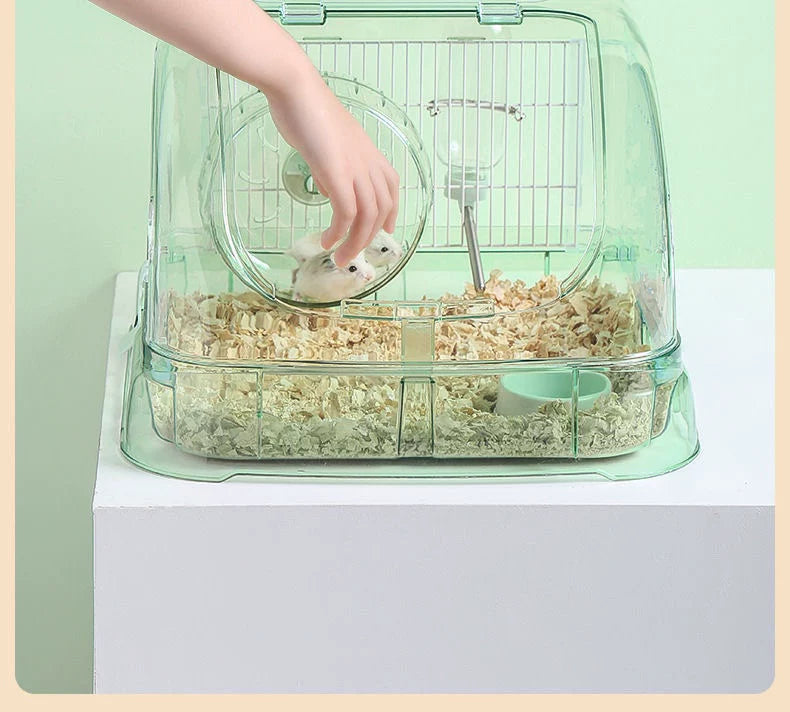 Hamster Cage Luxury Transparent Acrylic Panoramic 3layer Golden Thread Bear Breathable Waterproof Special Cage Accessories