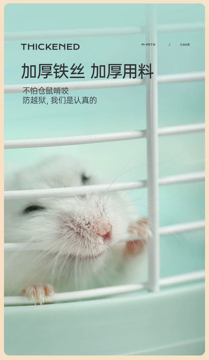 Hamster Cage Luxury Transparent Acrylic Panoramic 3layer Golden Thread Bear Breathable Waterproof Special Cage Accessories
