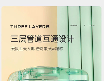 Hamster Cage Luxury Transparent Acrylic Panoramic 3layer Golden Thread Bear Breathable Waterproof Special Cage Accessories