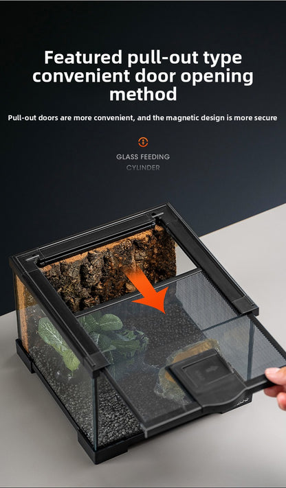 Professional glass reptile terrarium for chameleon,lizard,and snake,suitable for horned frog and water turtle,clear ventilation