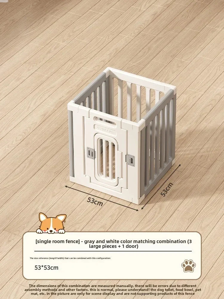 Gray and white color dog fence, foldable pet guardrail combination, small and medium-sized dog cage, indoor isolation fence
