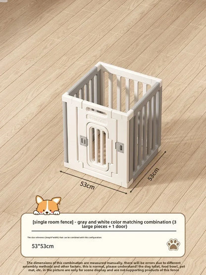 Gray and white color dog fence, foldable pet guardrail combination, small and medium-sized dog cage, indoor isolation fence