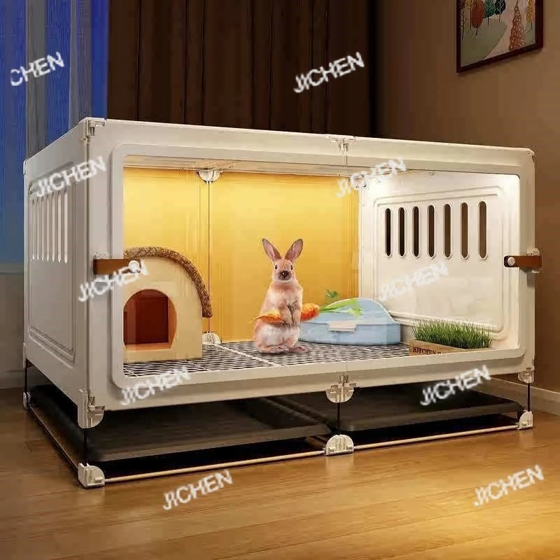 ZQ Rabbit cage Rabbit cage with toilet Rabbit  Household large guinea pig guinea pig Ornamental villa plastic