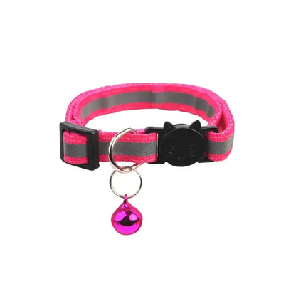 Reflective Pet Collar Cat And Dog Safety Buckle With Bell Nylon Buckle Adjustable Collar Night Safety Cartoon Pet Accessories