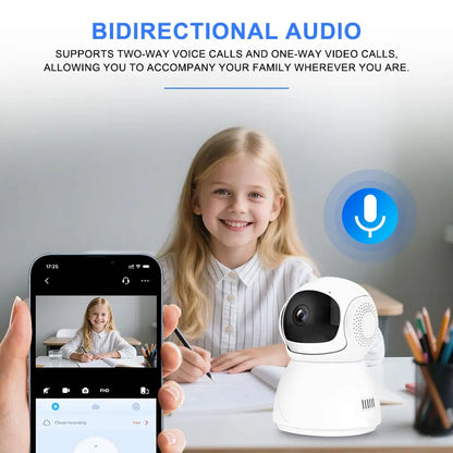 Wireless PTZ Camera Indoor IP Camera Wi-Fi Surveillance for Home Security Camera Night Vision CCTV Camera Pet Dog Camera