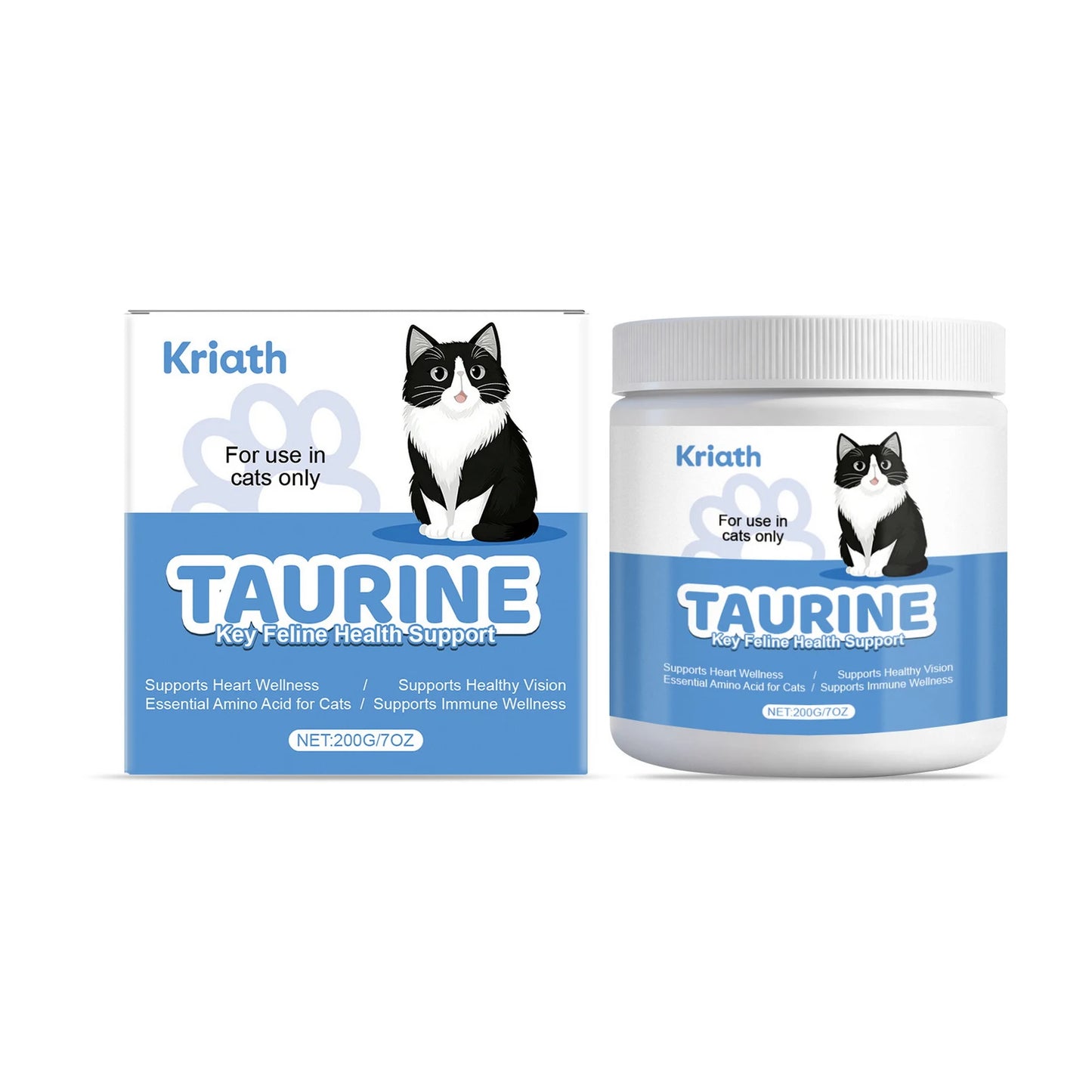 Taurine Powder for Cats Gentle Formula Supports Heart, Vision Overall Health Daily Care Supplement for Comfort and Well-Being