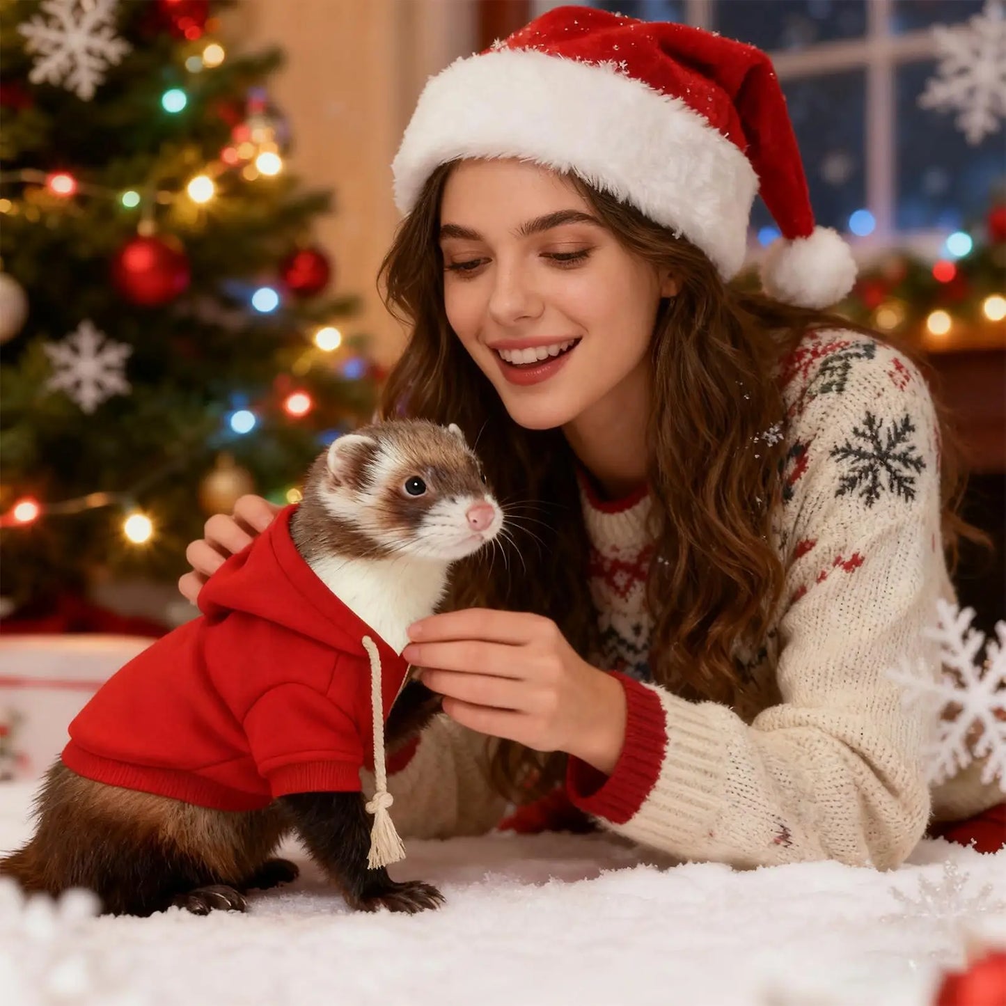 Ferret Clothes Warm Soft Hamster Outfits with Harness Small Animal Ferret Sweater for Bunny Squirrels Chinchilla Chihuahua Pet