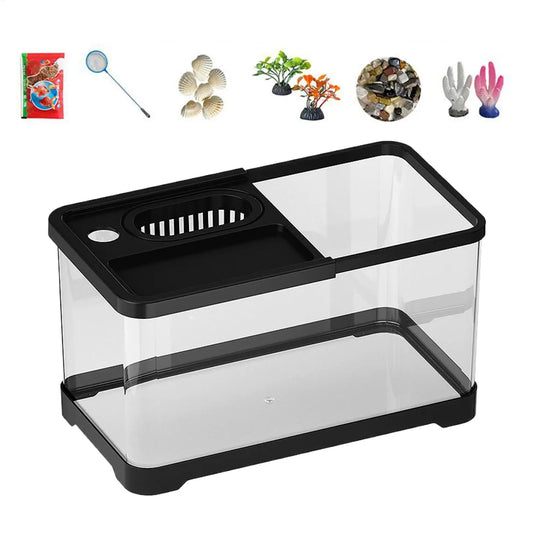 Fish Tank Starter Kit Fish Tank Kit With Decoration Accessories Underwater Landscape Decoration Compact Glass Aquarium Set