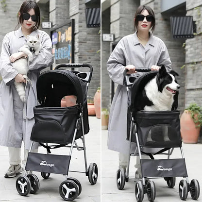 Pet Stroller Lightweight Folding Universal Wheel Cat Dog Travel Breathable Pet Stroller Outdoor Stroller for Small Medium Pets