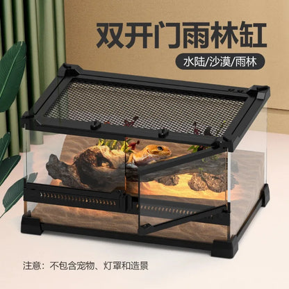 Front Door Rainforest Reptile Terrarium Climbing Breeding Box for Tree Frog Eyeliner Lizard Arboreal Ecological Landscape