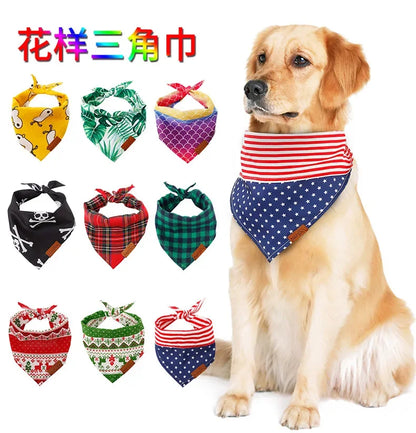 Dog Bandana Collar Scarf for Puppy & Cat Small Medium Large Dogs Adjustable Collars Pet Handkerchief Bibs Dress-up Accessories