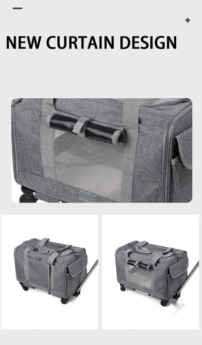 Pet Carrier with Wheels for Dogs Up To 15lbs & Cat  Airline Approved Dog Carrier Rolling Pet Carrier Foldable Pet Stroller
