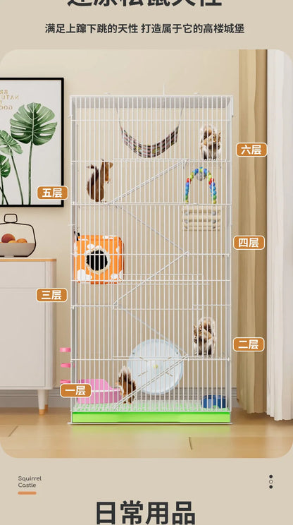 ‌3-Tier Extra Large Small Pet Cage - Sugar Glider Ferret-Proof Habitat, Multi-Level Rat Mansion Villa, Chew-Proof Removable Tray