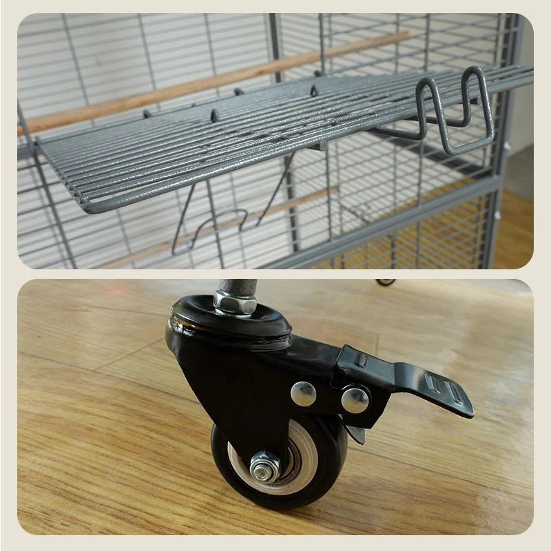 Metal Big Size Large Bird Cages Pet Parrot House Pet Cages Carriers Bird Breeding Foldable Quadrate Bird Cage 80*60*168cm