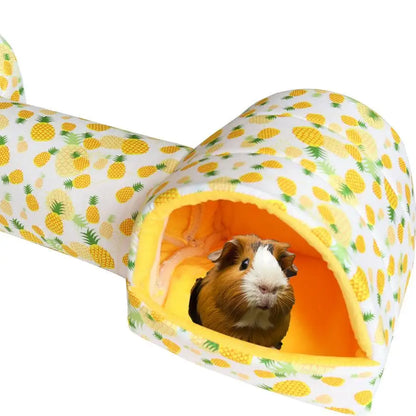 Pet Hideaway Tunnel Cave for Hamsters Gerbils Guinea Pigs Ferrets - Soft Cozy Hideout Toy to Keep Your Small Rodents Entertained