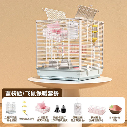 Small Pet Cage Insulated Habitat for Sugar Glider Degu Mouse Rat Chinchilla Ferret with Dense Metal Wire