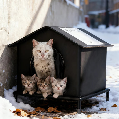 Cat House for Outdoor Cats Weatherproof and Insulated Feral Cat House with Mat and Canopy Easy to Put Together Cat Shelter