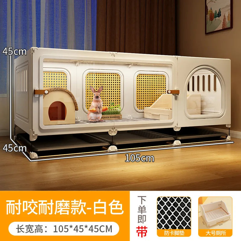 ZQ Rabbit cage Rabbit cage with toilet Rabbit  Household large guinea pig guinea pig Ornamental villa plastic