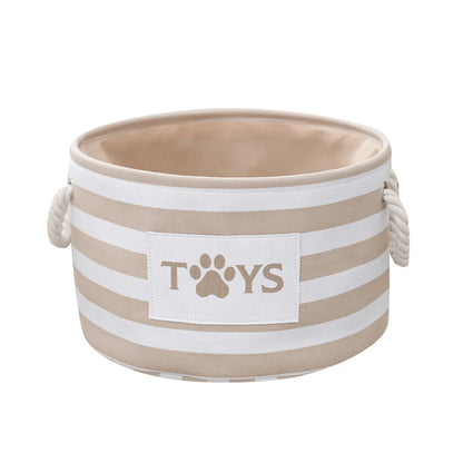 Striped Claw Round Dog Pet Toy Basket Clothes Storage Box with Handle Pet Supplies