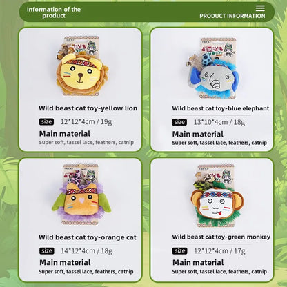 Cat Toys with Catnip, Plush Fringe Feather Toys for Boredom Relief, Chewing & Teething, Interactive Kitten Toys