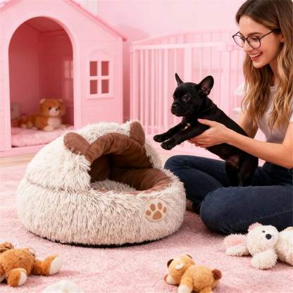 AA81-Cat Bed Cave Covered Cat Nest Small Dog Bed Warm Anti-Slip Nest Pet Supplies For Winter Animal Kitten Puppy Balcony