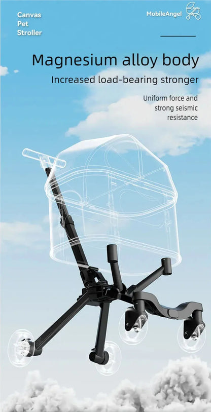 New pet stroller for outdoor use, lightweight and foldable, suitable for medium-sized and small dog and cat households. Outdoor