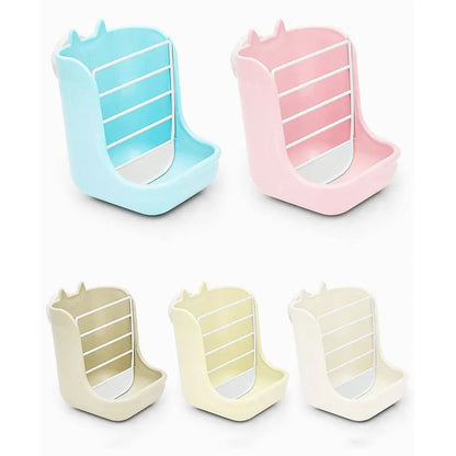 Hanging Rabbit Cage Bowl Anti Scratching Frame Rack 2 in 1 Food Trough Large Capacity Fixable Grass Feeding Rack Bunny