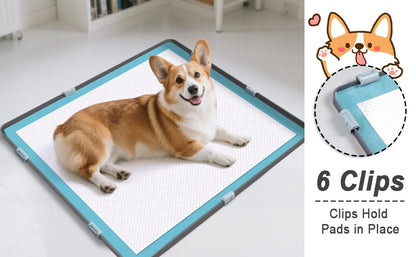 Dog Potty Pad Holder with Raised Edges and Leak-Proof Design - No-Spill Training Pads for Puppies to Safely Protect Floors