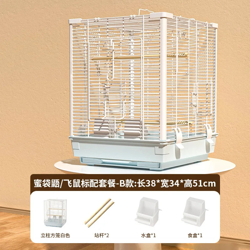 Small Pet Cage Insulated Habitat for Sugar Glider Degu Mouse Rat Chinchilla Ferret with Dense Metal Wire