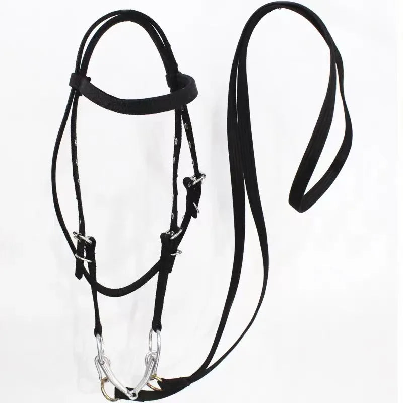 Horse Bridle Harness Set – PU Leather Headstall, Reins, Bit – Adjustable Equestrian Training Gear, Riding Accessories for Horses