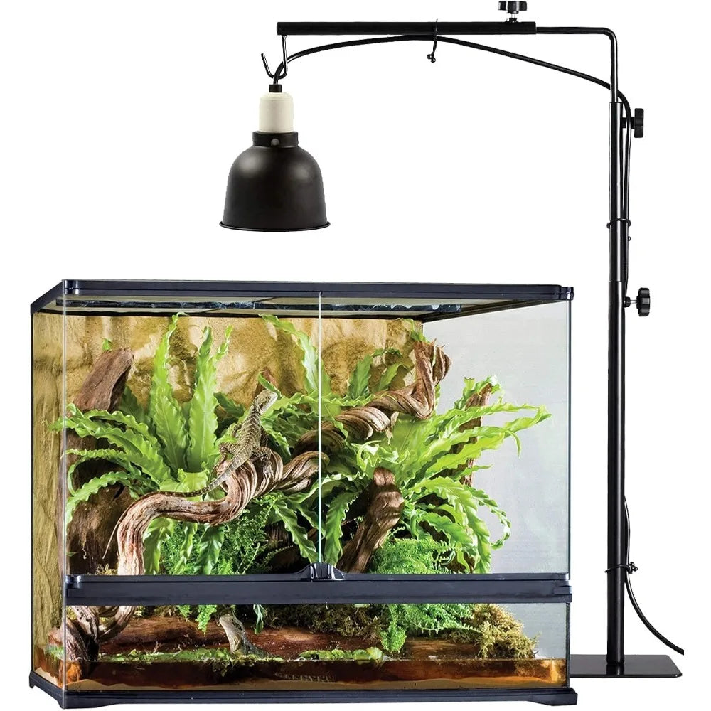 Reptile Lamp Stand Adjustable Floor Light Holder Stand Land Bracket Metal Lamp Stand Support for Glass Terrarium Heating Light