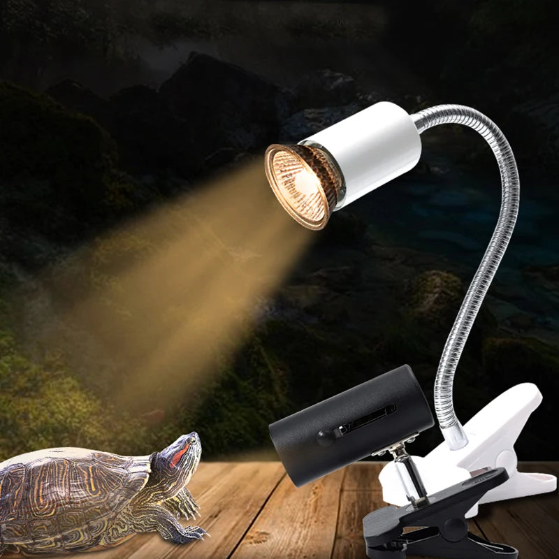 Reptile Heat Lamp UVA UVB Light Rotatable Basking Spot Light Simulated Sunlight For Turtle Lizard Clip-on Lamp Holder 25-75W