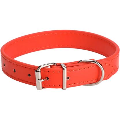 Leather Dog Cat Collar Soft Solid PU Collar For Small Medium Big Dogs Adjustable Puppy Neck Strap Colorful Cute Kitten Necklace