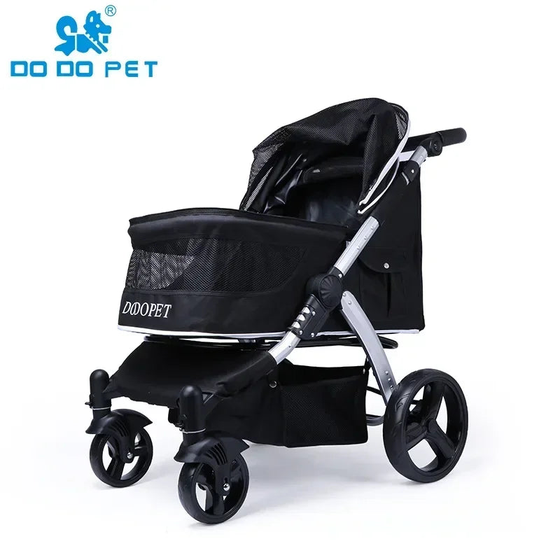 Foldable Large Four-Wheeled Pet Stroller Medium Size for Dogs Samo Golden Retriever Outing Dog Cart Comfortable Go out Stroller