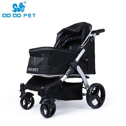 Foldable Large Four-Wheeled Pet Stroller Medium Size for Dogs Samo Golden Retriever Outing Dog Cart Comfortable Go out Stroller