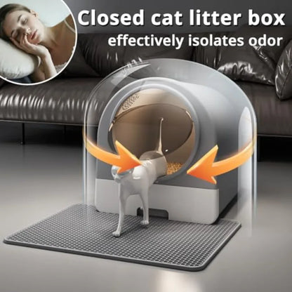 Dome Litter Box Drawer Type Large XL Cat Toilet Covered Hidden Dog Proof with Scoop Mat for Odor Control and Less Trackin Gray