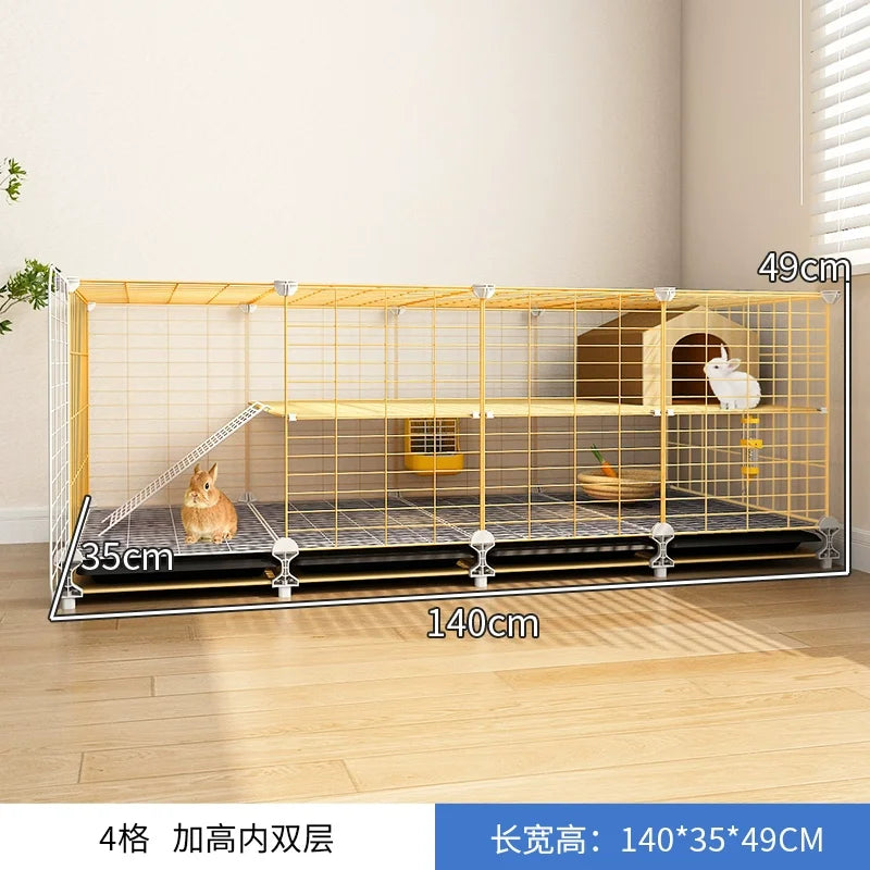 Large Two-Story Rabbit Cage Metal Wire Pet Hutch with Removable Tray Home Bunny House for Indoor Spacious Habitat for Rabbit