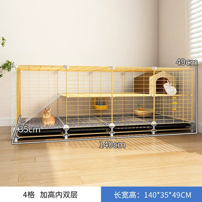 Large Two-Story Rabbit Cage Metal Wire Pet Hutch with Removable Tray Home Bunny House for Indoor Spacious Habitat for Rabbit