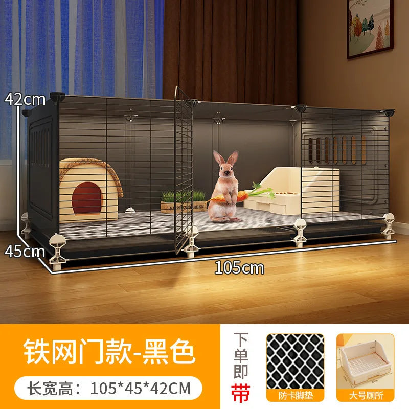 ZQ Rabbit cage Rabbit cage with toilet Rabbit  Household large guinea pig guinea pig Ornamental villa plastic