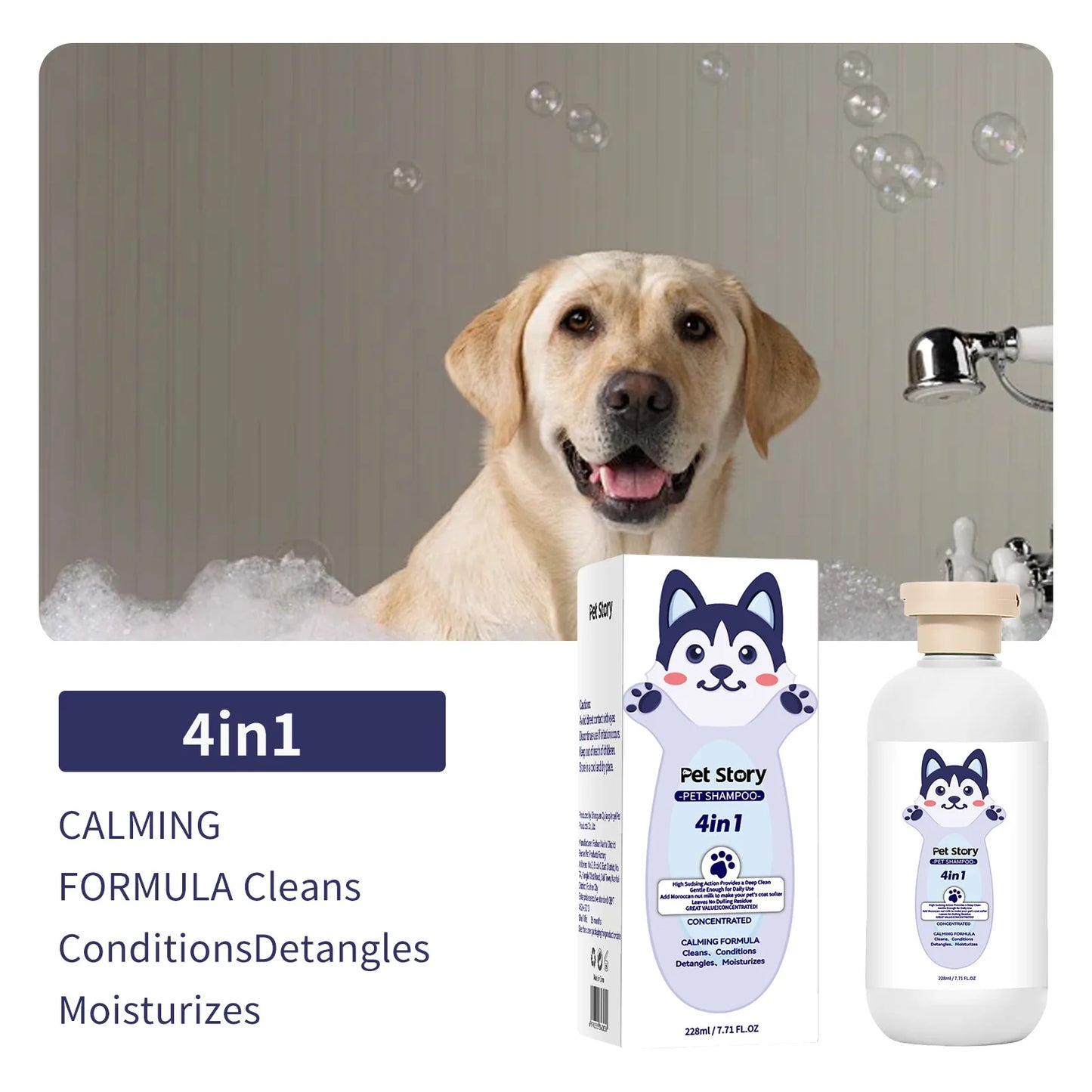 1pcs Premium Whitening Pet Grooming Shampoo - Cat Dog Universal Bath Shampoo With Lasting Fragrance And Clean Formula