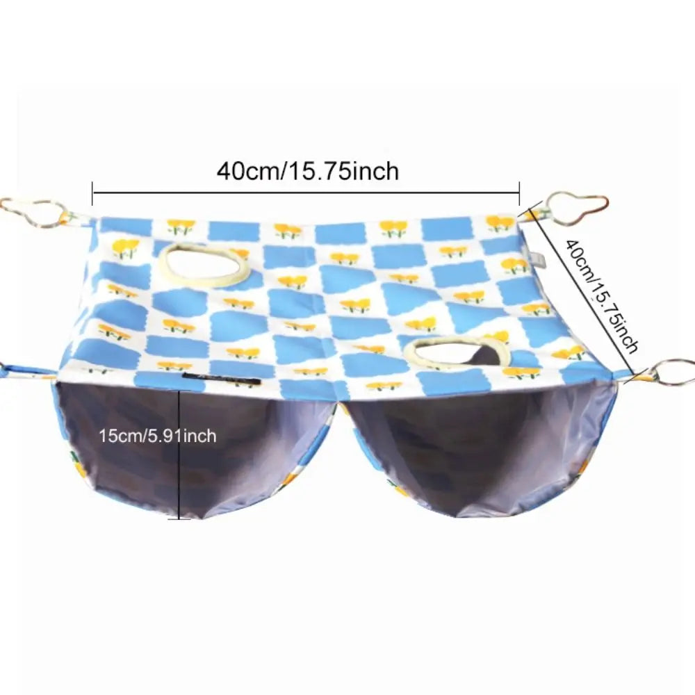 Cartoon Pattern Hanging Ferret Hammock Waterproof Breathable Hamster Nest Multi-Sided Opening Double Layer Hammock For Pet Cage